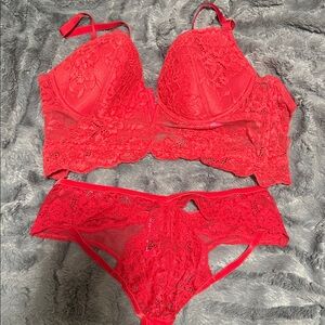 La SENZA Red Lace Bra and Panty Set